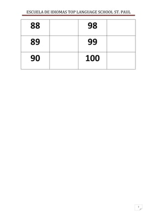 ESCUELA DE IDIOMAS TOP LANGUAGE SCHOOL ST. PAUL
7
88 98
89 99
90 100
 