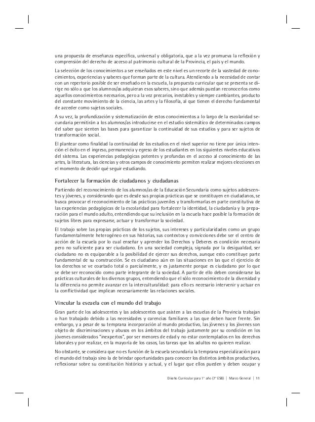 diseo curricular para la educacin secundaria 1 ao7 esb de la provincia de buenos aires argentina 11 638