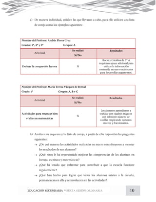 10EDUCACIÓN SECUNDARIA * SEXTA SESIÓN ORDINARIA




 