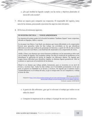 11EDUCACIÓN SECUNDARIA * SEXTA SESIÓN ORDINARIA



 