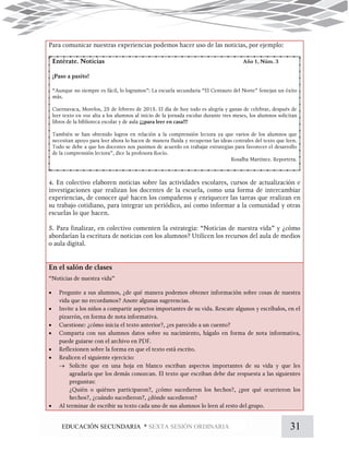 31EDUCACIÓN SECUNDARIA * SEXTA SESIÓN ORDINARIA








 