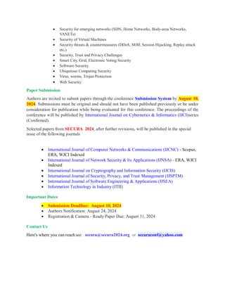2nd International Conference On Security Applications Secura 2024 Pdf 2nd International Conference On Security Applications Secura 2024 Pdf