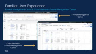 Cisco Security | 26
Firewall Management Center & Cloud-delivered Firewall Management Center
Familiar User Experience
Cloud-Delivered
Firewall Management
Center
Firewall Management
Center
 