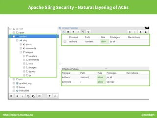 http://robert.muntea.nu @rombert
Apache Sling Security – Natural layering of ACEs
 