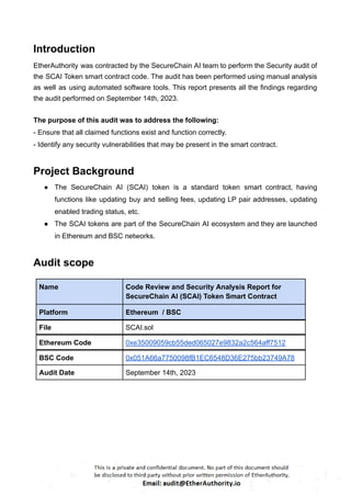 SecureChain AI (SCAI) Token – Smart Contract Security Audit Report by ...