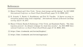 References
2 November 2019 Secure Cloud Storage 30
 