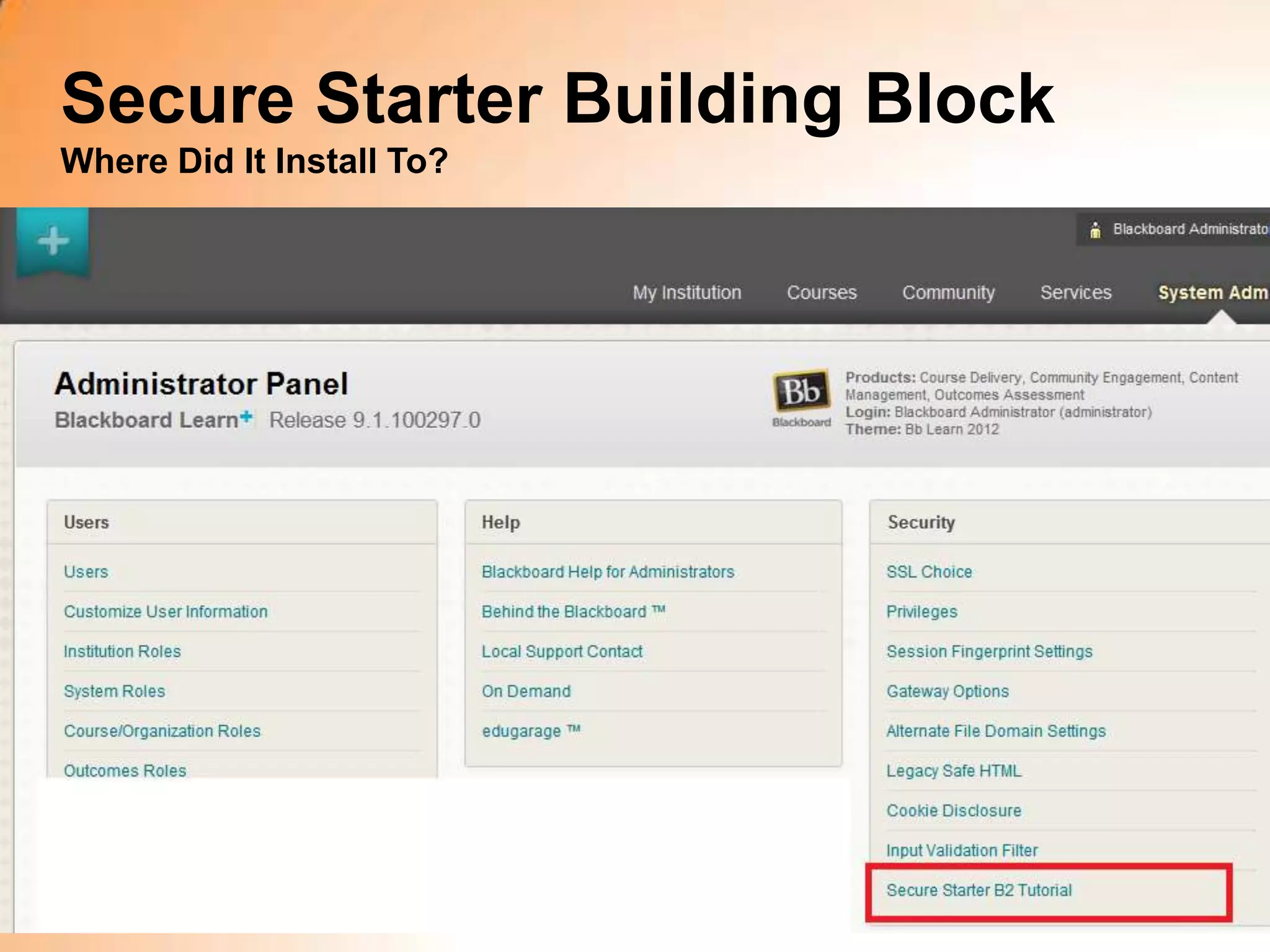 Secure Starter Building Block
Where Did It Install To?




                           Developer Office Hours   9
 