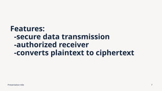 SECURE DATA TRANSMISSION USING ADVANCED ENCRYPTION STANDARD (.pptx