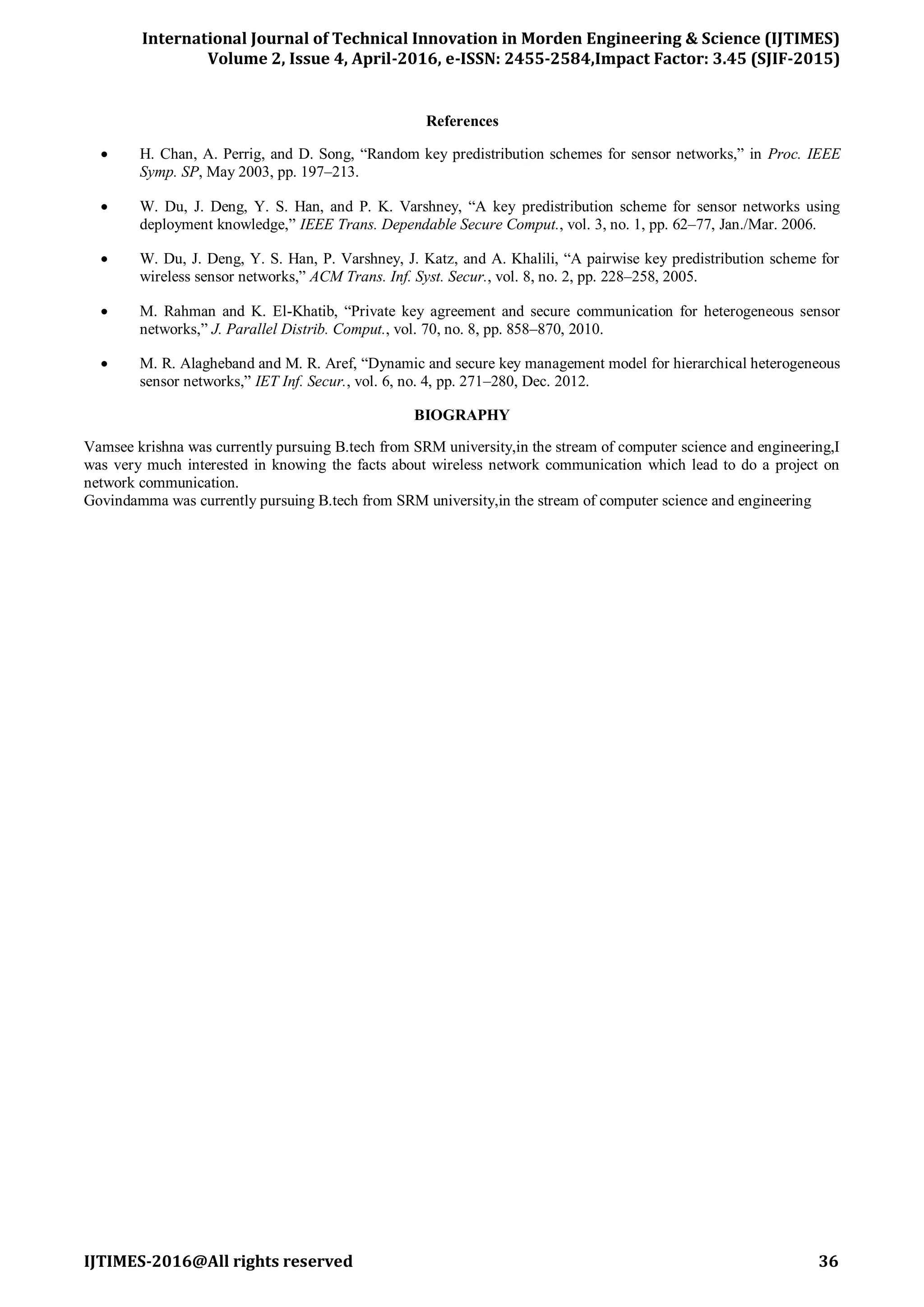 Secured key distribution techniques in wireless sensor networks ...