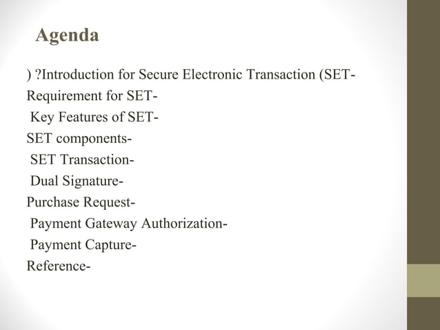 Secure electronic transactions (SET) | PPT