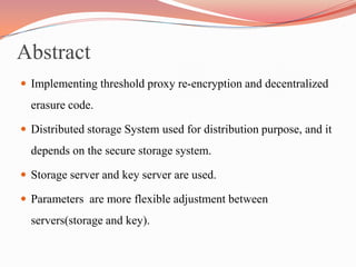 Secure erasure code based cloud storage system with secure data ...