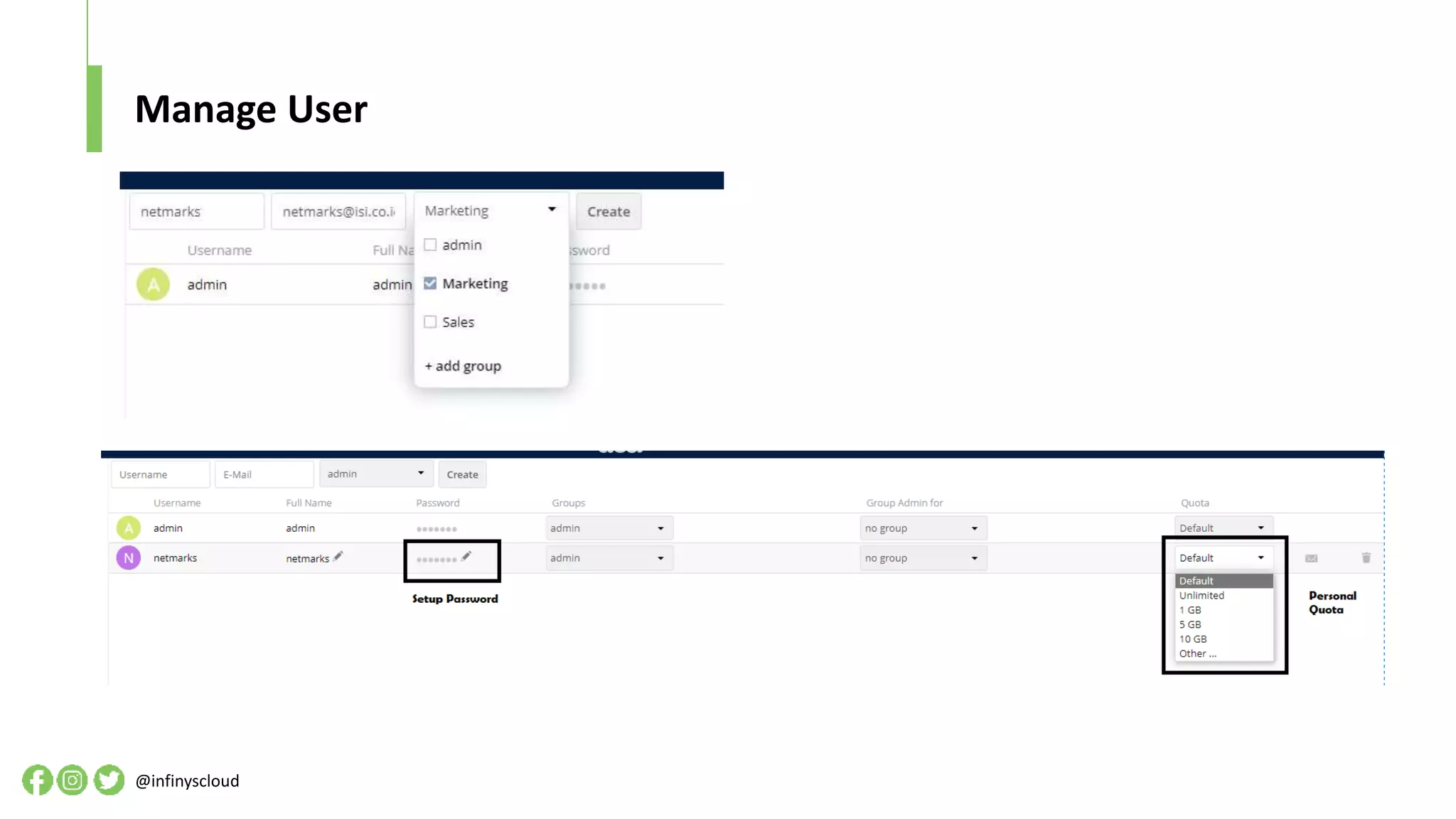 Manage User
@infinyscloud
 
