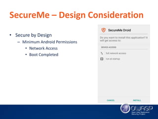 'SecureMe - Droid' Android Security Application by Vishal Asthana
