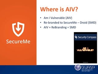 'SecureMe - Droid' Android Security Application by Vishal Asthana