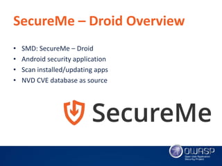 'SecureMe - Droid' Android Security Application by Vishal Asthana