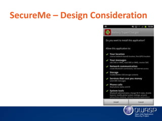 'SecureMe - Droid' Android Security Application by Vishal Asthana