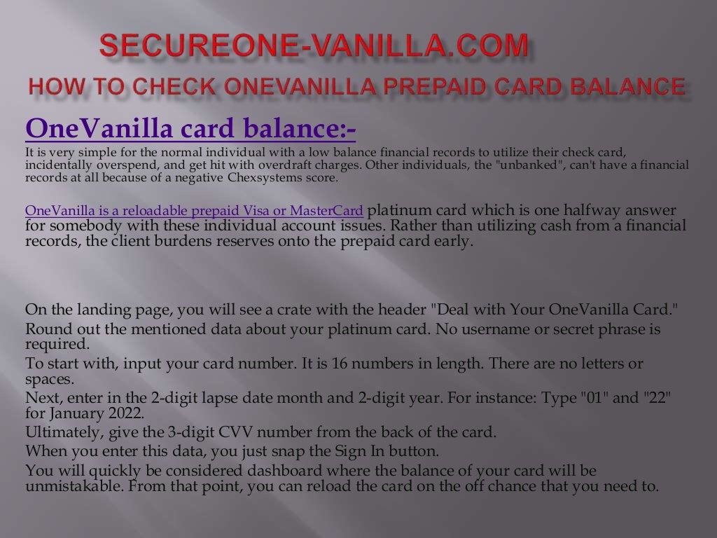 How Do I Check My Vanilla Prepaid Mastercard Balance
