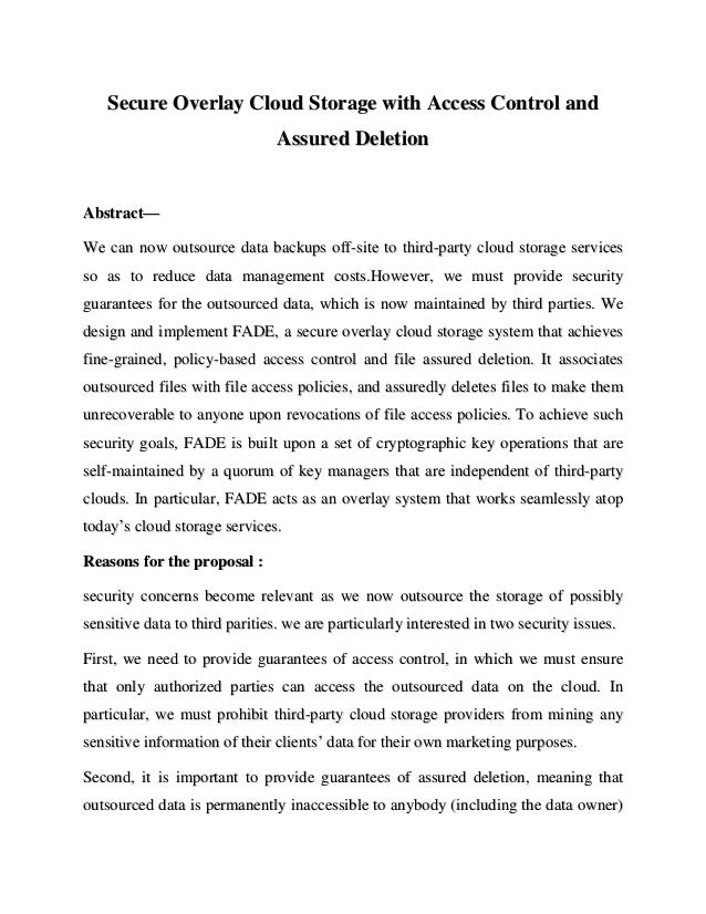 Secure Overlay Cloud Storage With Access