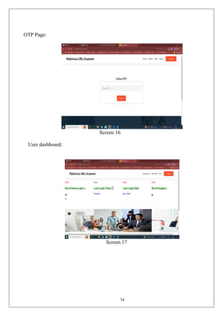 74
OTP Page:
Screen 16
User dashboard:
Screen 17
 