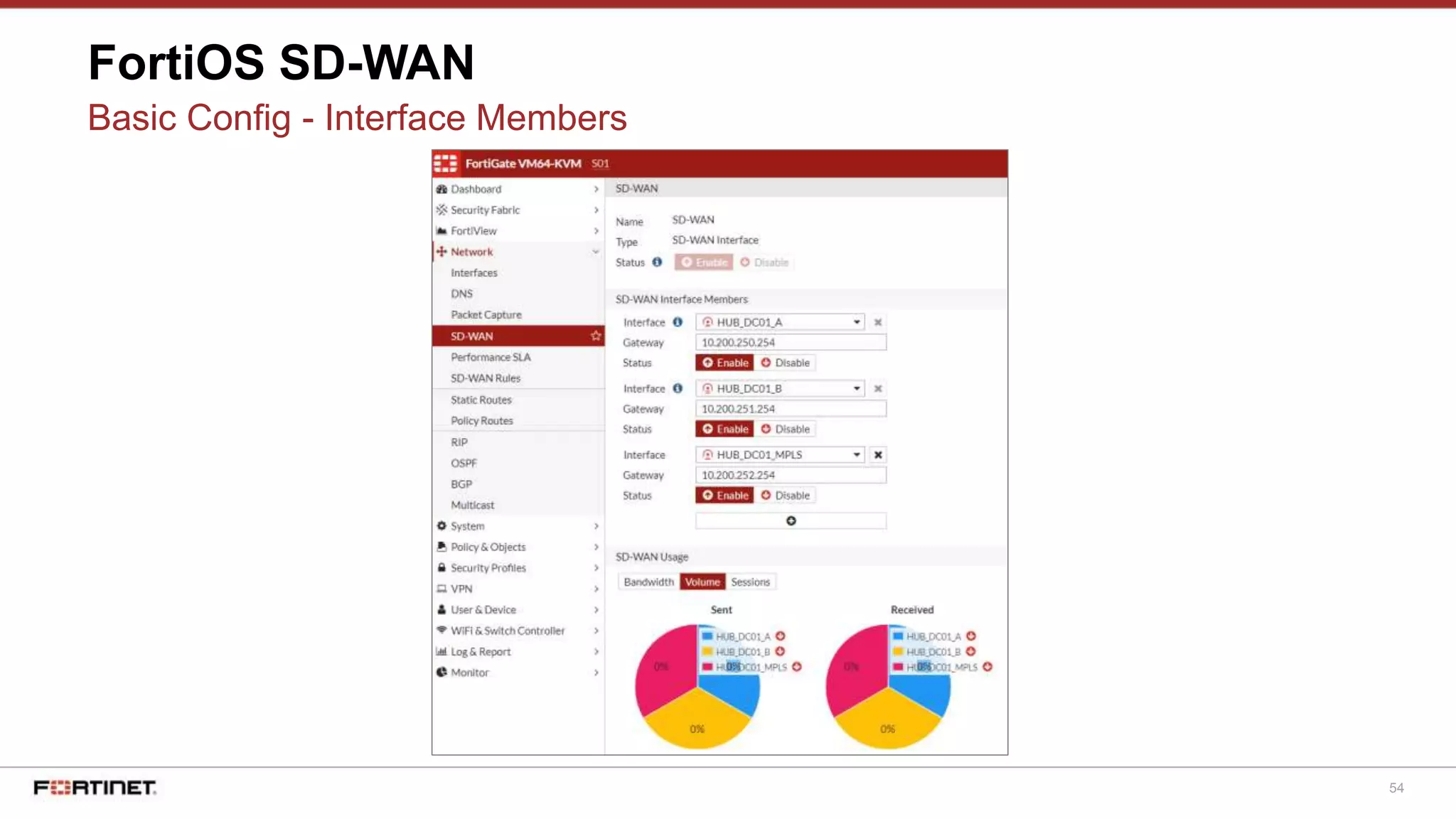 54
FortiOS SD-WAN
Basic Config - Interface Members
 