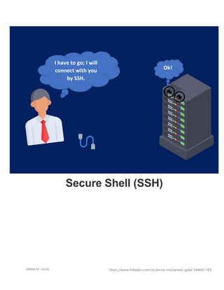 AMIRA M. GALAL https://www.linkedin.com/in/amira-mohamed-galal-5446b7183
Ok!
Secure Shell (SSH)
I have to go; I will
connect with you
by SSH.
 