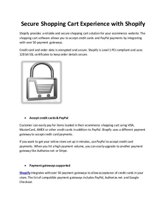 Secure Shopping Cart Experience with Shopify