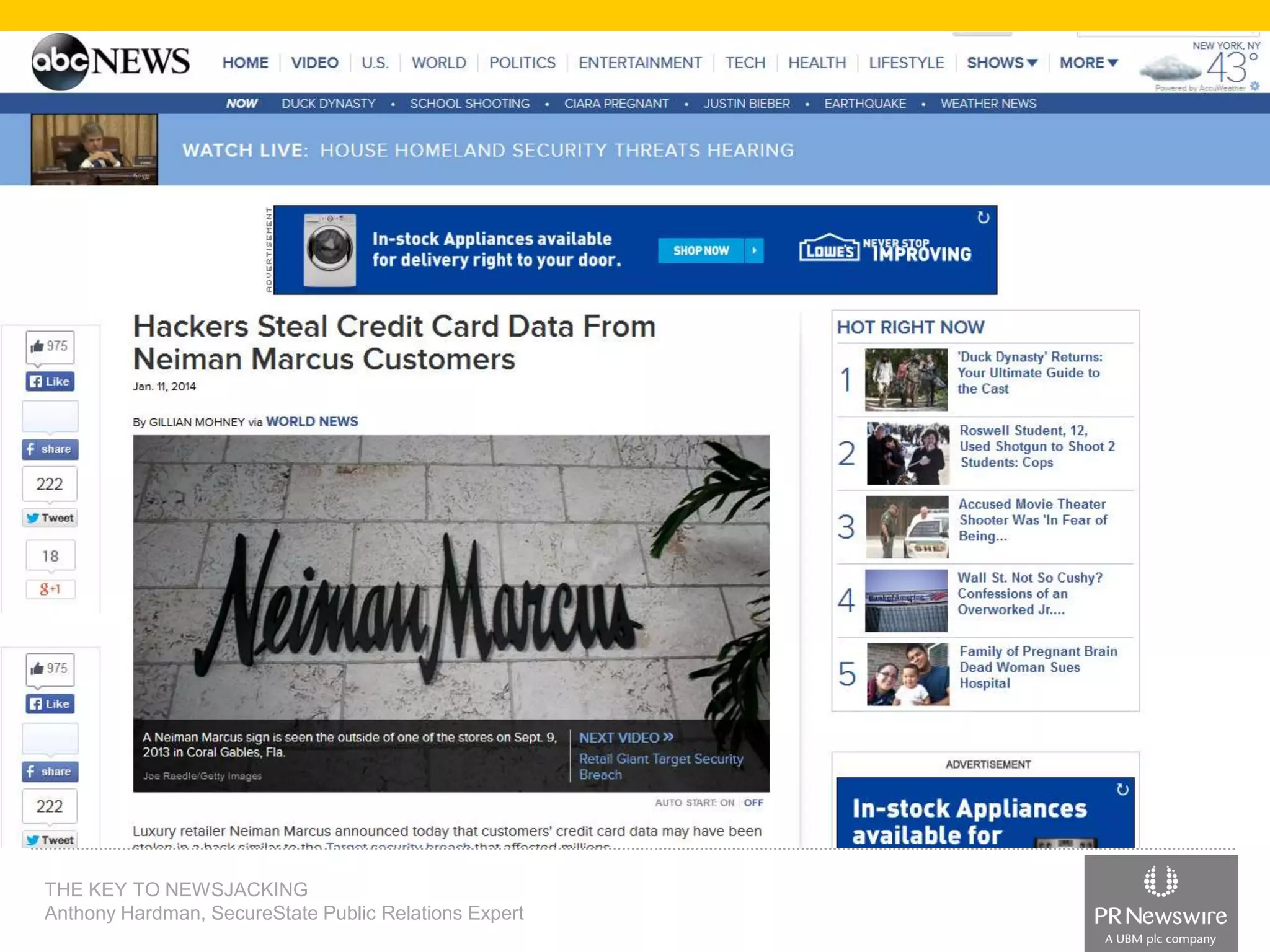 THE KEY TO NEWSJACKING
Anthony Hardman, SecureState Public Relations Expert

 