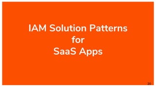 IAM Solution Patterns
for
SaaS Apps
20
 