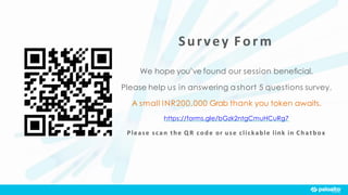 Survey Form
We hope you’ve found our session beneﬁcial.
Please help us in answering a short 5 questions survey.
A small INR200,000 Grab thank you token awaits.
https://forms.gle/bGzk2ntgCmuHCuRg7
Please scan the Q R code or use clickable link in Chatbox
 