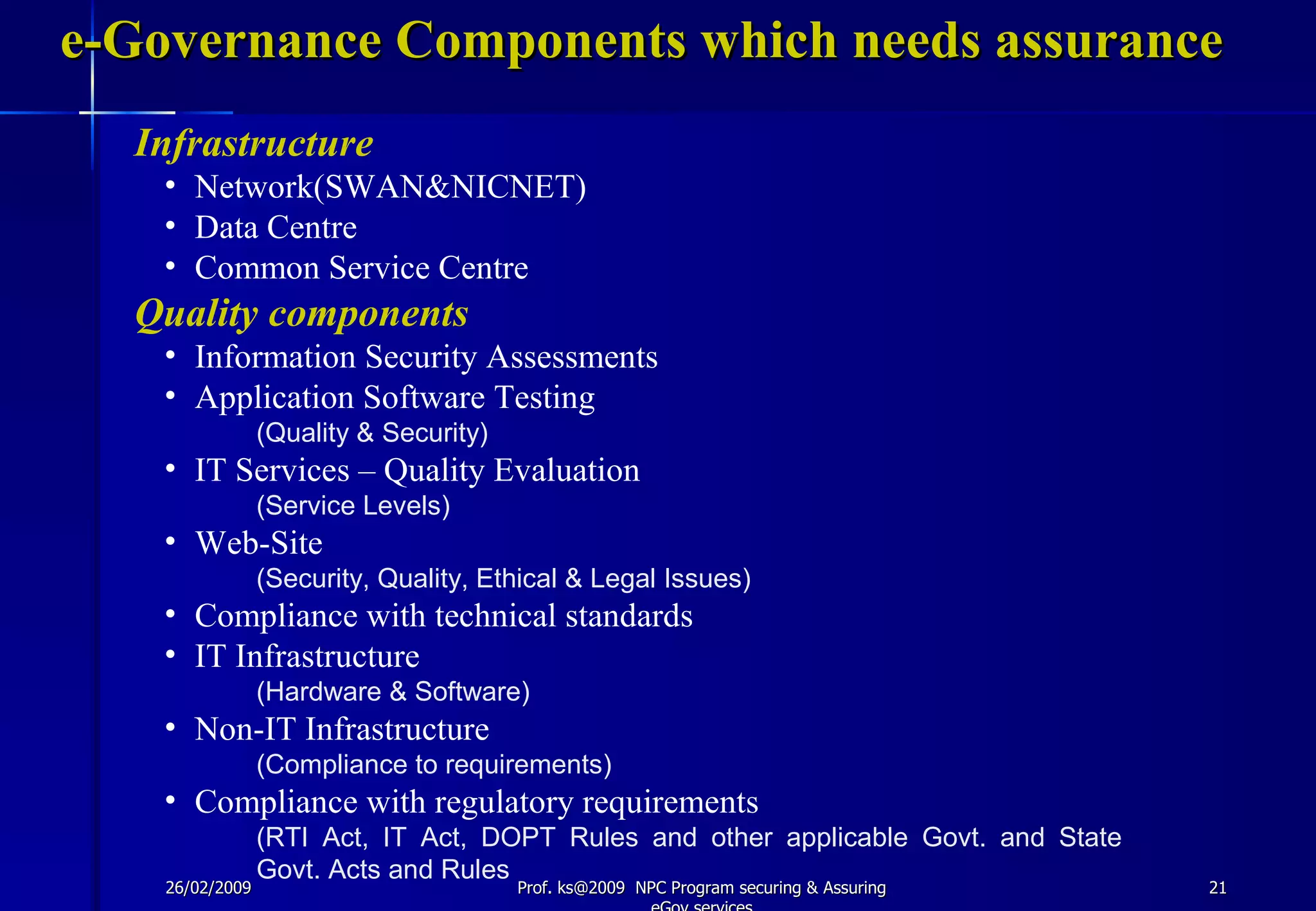 Securing & Asuring E Governance Services