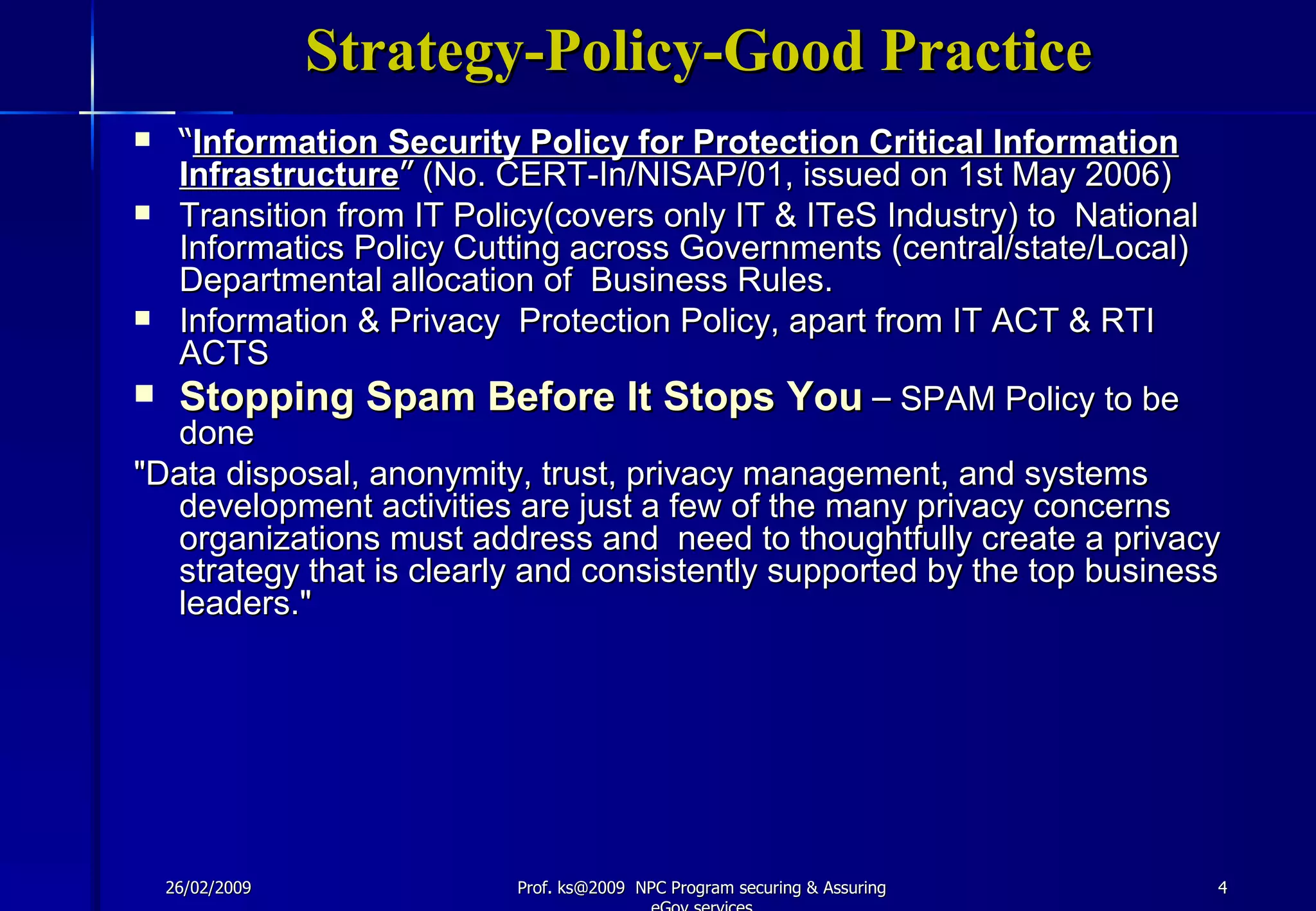 Securing & Asuring E Governance Services