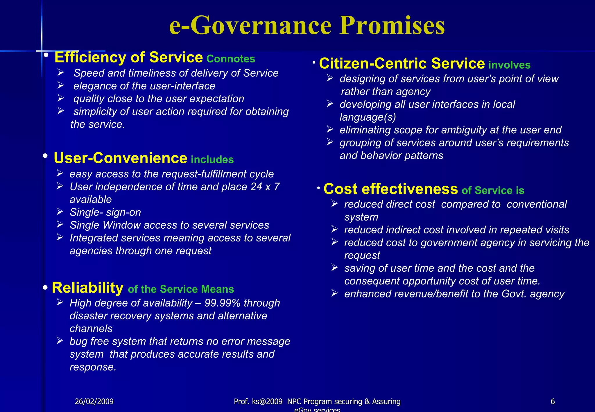 Securing & Asuring E Governance Services