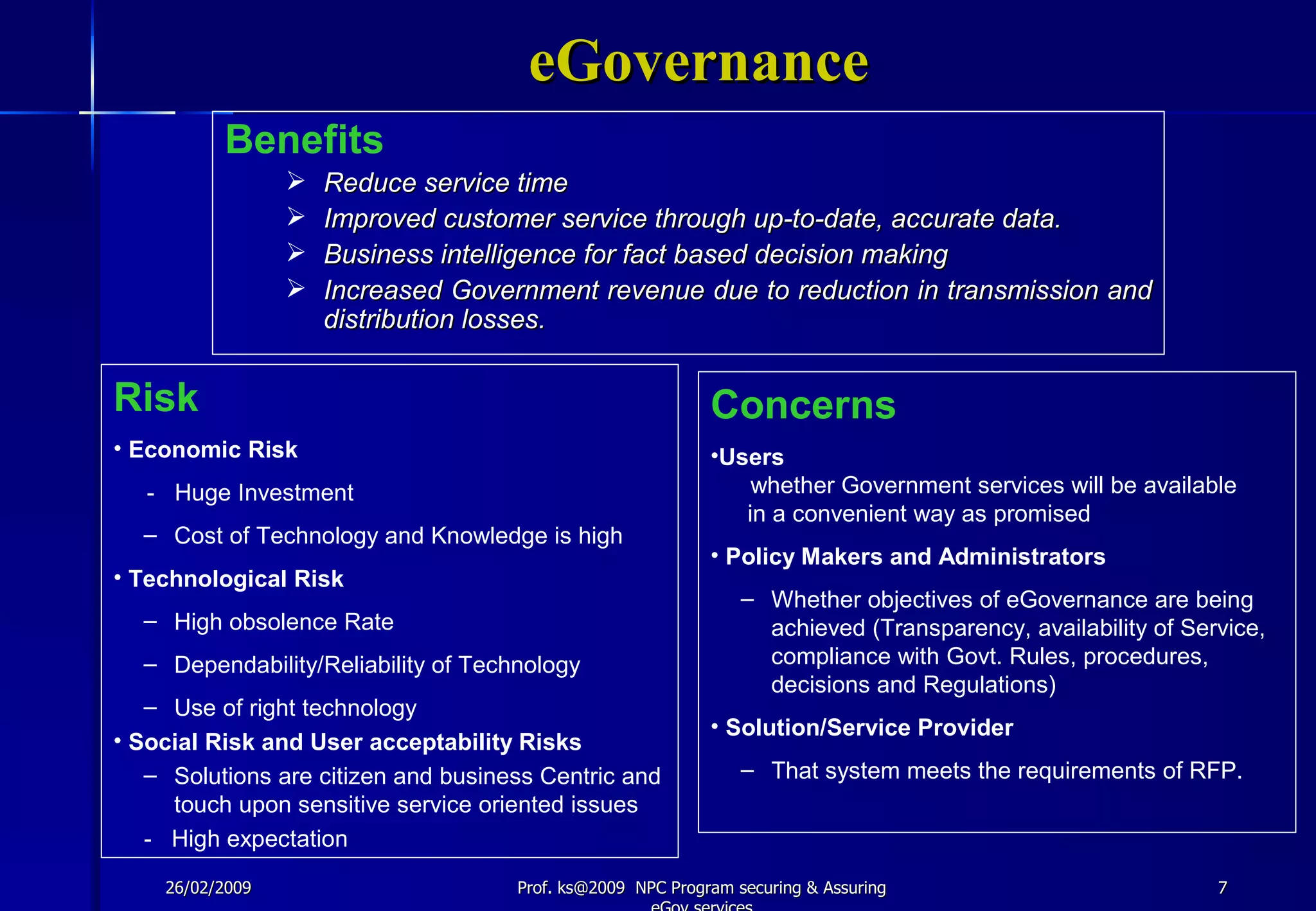 Securing & Asuring E Governance Services