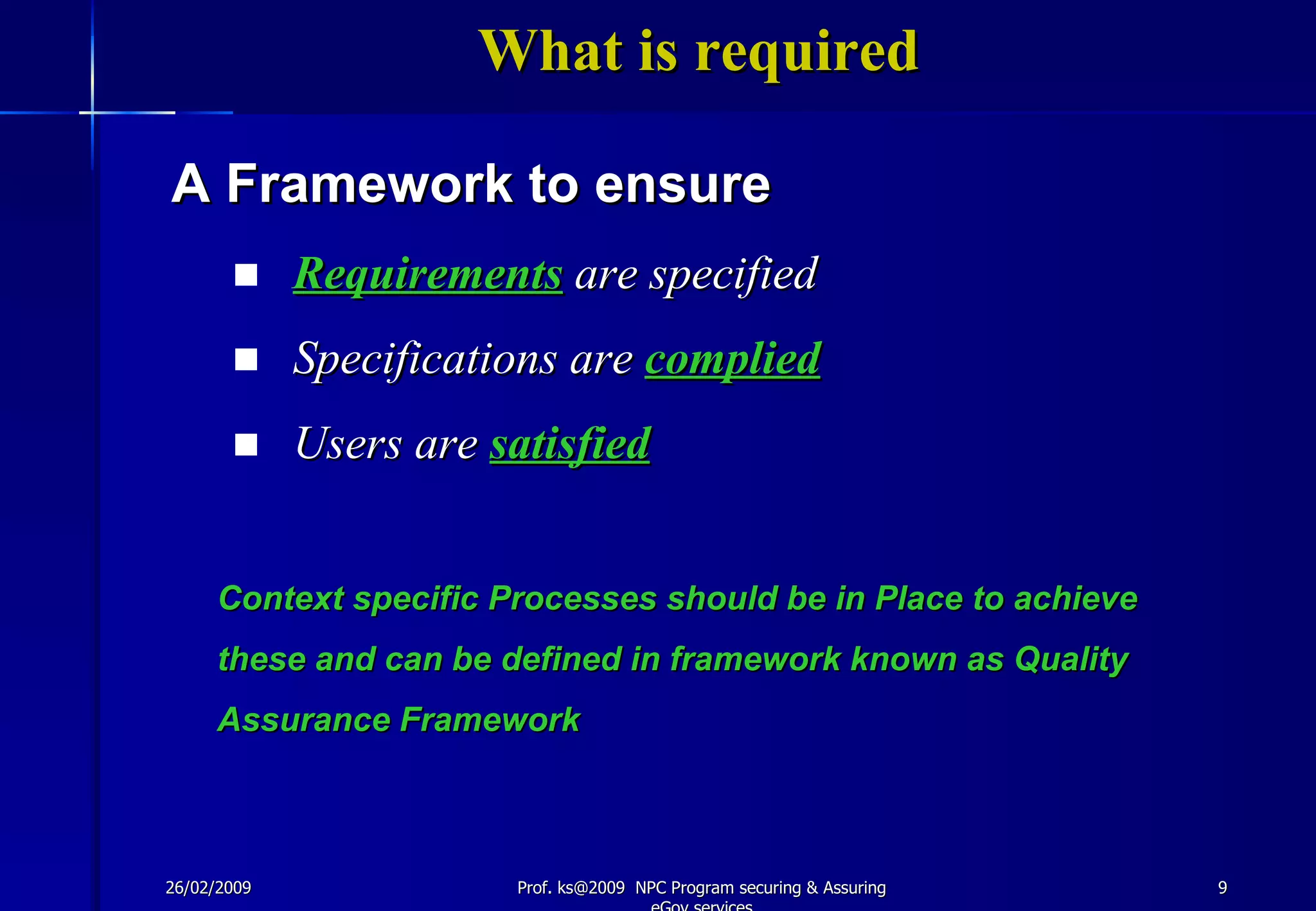 Securing & Asuring E Governance Services