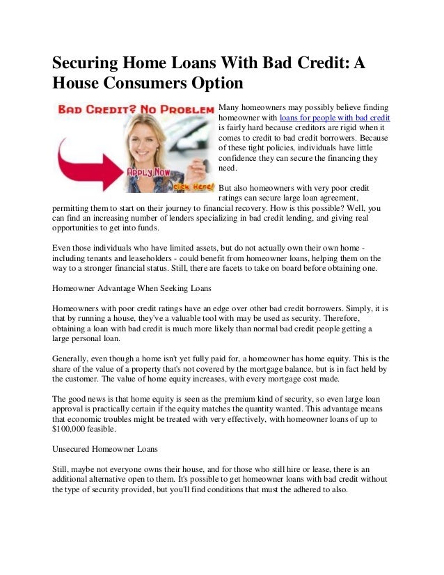 getting a house loan with bad credit