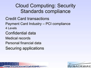 Regulatory Compliance  Risk You are ultimately responsible for the security and integrity of your own data What is in your data? 