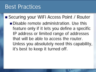 Securing the Use of Wireless Fidelity (WiFi) in Libraries | PDF