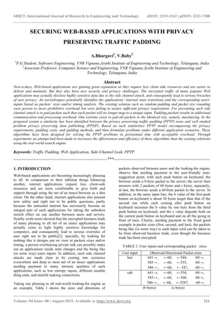 Securing web based applications with privacy preserving traffic padding ...