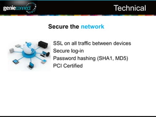 Technical
Penetration testing:
Web components
Mobile Apps
SSAE16 – highest level report for
services
Look for vendors to big banks and IT
firms
Favour multi-event apps
 