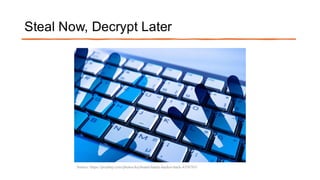 Steal Now, Decrypt Later
Source: https://pixabay.com/photos/keyboard-hands-hacker-hack-4356763/
 