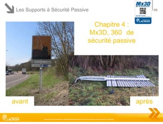 Les Supports à Sécurité Passive

27

Chapitre 4 :
Mx3D, 360 de
sécurité passive

avant

après
Ce document est la propriété de LACROIX SIGNALISATION et ne peut être reproduit ou communiqué sans autorisation

 
