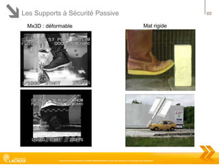 Les Supports à Sécurité Passive
Mx3D : déformable

31

Mat rigide

Ce document est la propriété de LACROIX SIGNALISATION et ne peut être reproduit ou communiqué sans autorisation

 
