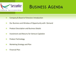 Business AgendaCompany & Board of Directors Introduction