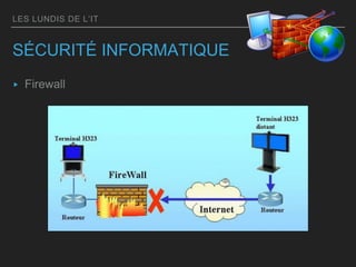 LES LUNDIS DE L’IT
SÉCURITÉ INFORMATIQUE
▸ Firewall
 
