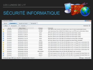 LES LUNDIS DE L’IT
SÉCURITÉ INFORMATIQUE
 