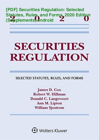 [PDF] Securities Regulation: Selected
Statutes, Rules, and Forms, 2020 Edition
(Supplements) android
 