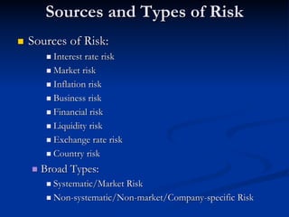 Key Sources Or Risk Securities analysis and portfolio management | PDF