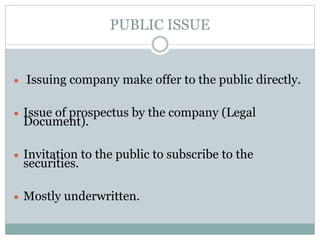 Public Issue Securities market | PPTX