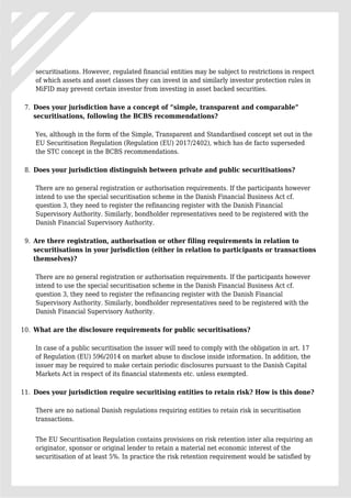 Comprehensive Guide to Securitisation Laws and Market in Denmark | PDF