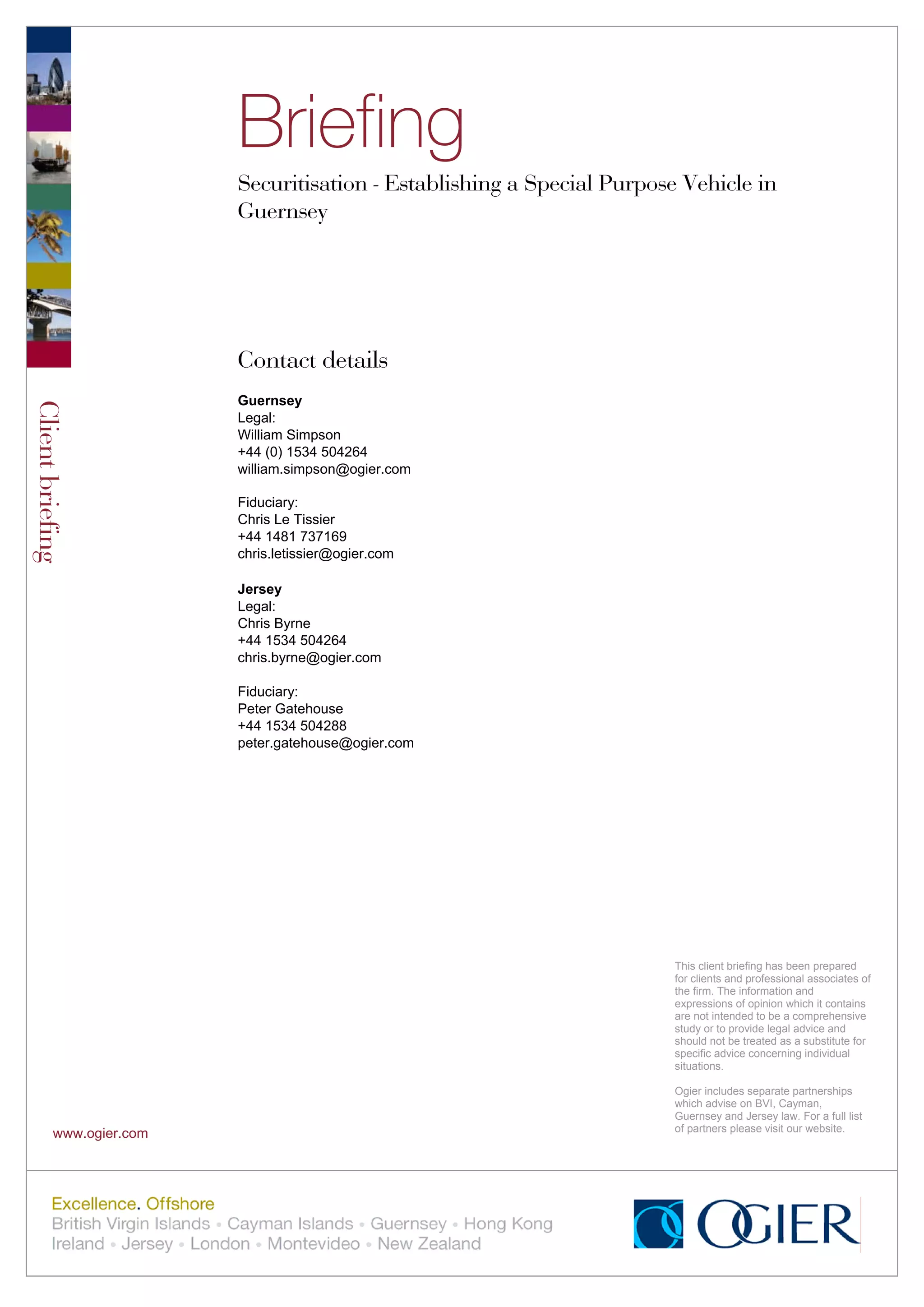 Securitization: Establishing a Special Purpose Vehicle in Guernsey